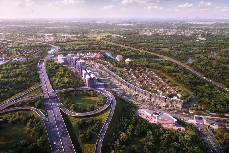 Aerial Township — Interchange Tol Cibitung, Devant di Bulevar Utama